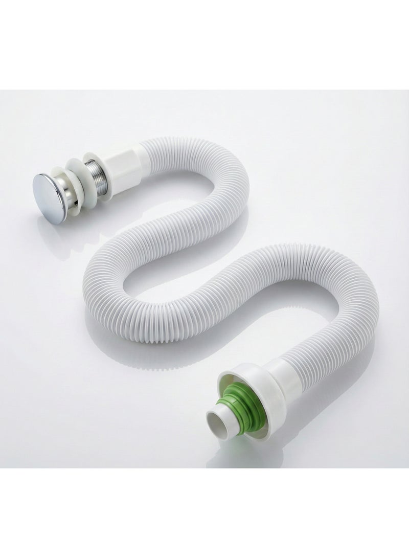 لي خرطوم تصريف مرن وعالمي مقاس 1-1/4 بوصة، وصلة تمديد قابلة للتوسيع بتصميم S-Trap، ماسورة صرف مرنة لأحواض الحمام والمغاسل والمراحيض - Image 2